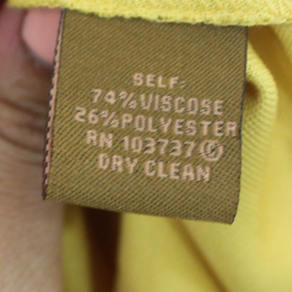 0050 Ali Ro Yellow V-Neck Cocktail Dress Size 8 Slinky Ruched Knee Length - Picture 5 of 8